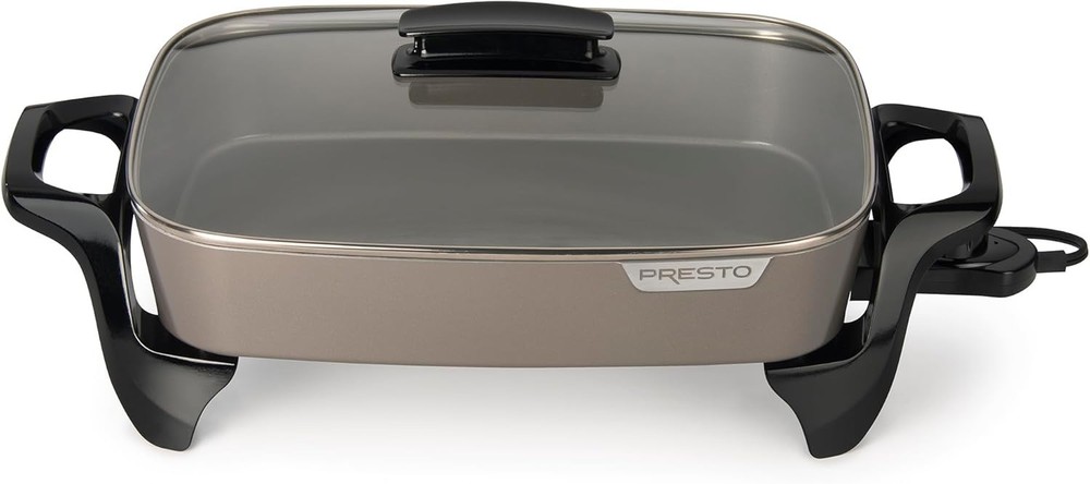 16-Inch Grey Ceramic Electric Skillet: Versatile & Programmable Cooking Solution