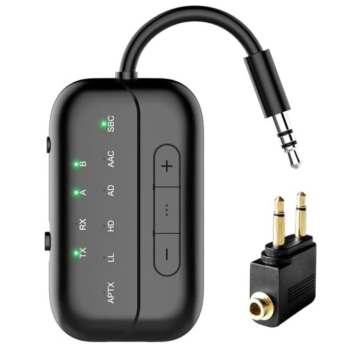 2026 Pro Bluetooth 5.4 Transmitter Receiver with Qualcomm Chipset,2-in-1 Black