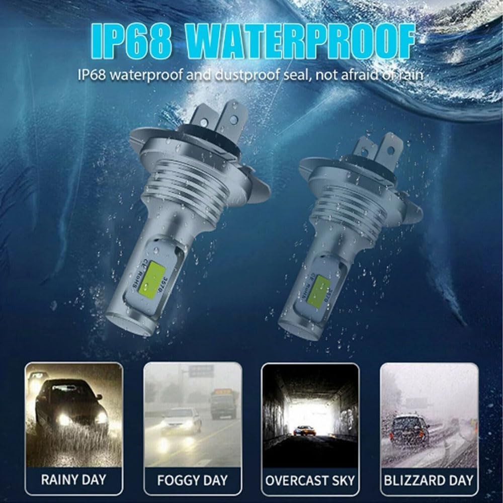 H7 LED Headlight Bulb (4-Pack) H7 80W 3570 2SMD 6000K High Bright Decoding Light