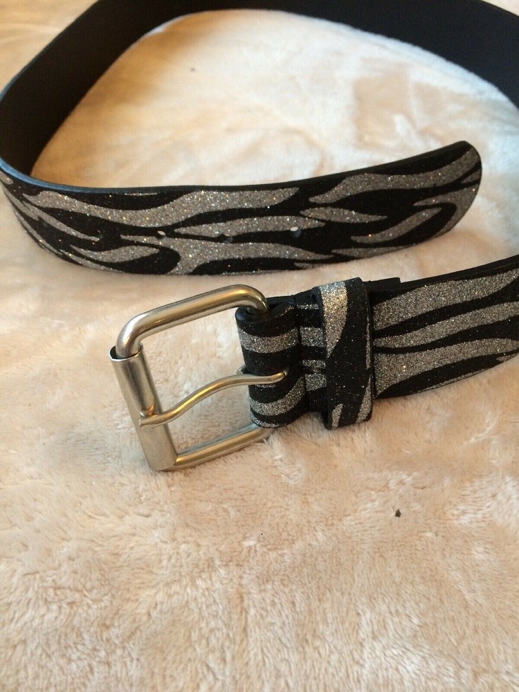 Leather And Fabric Glitter Belt Size Medium
