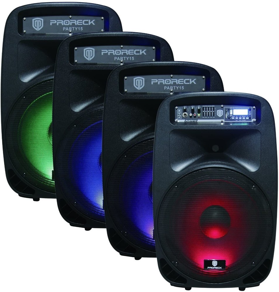 PRORECK 2000W 15" Powered DJ PA Speaker System Bluetooth/USB/SD/LED