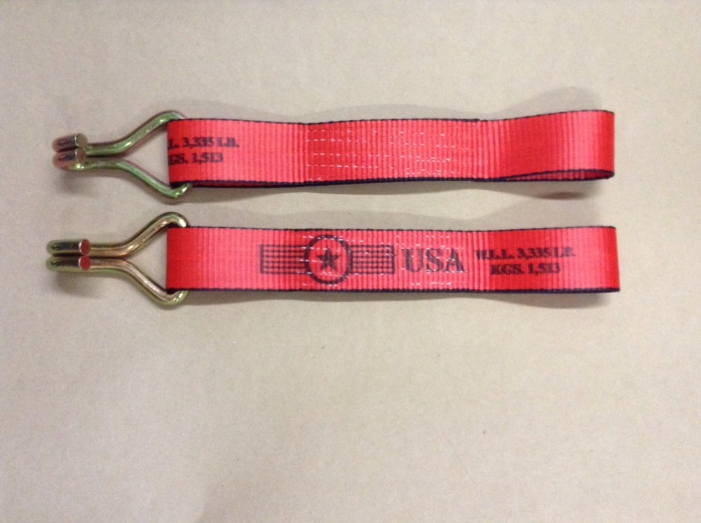 2-2 Inch Ratchet Strap Replacement Ends Long Wire Hook Fixed End Red