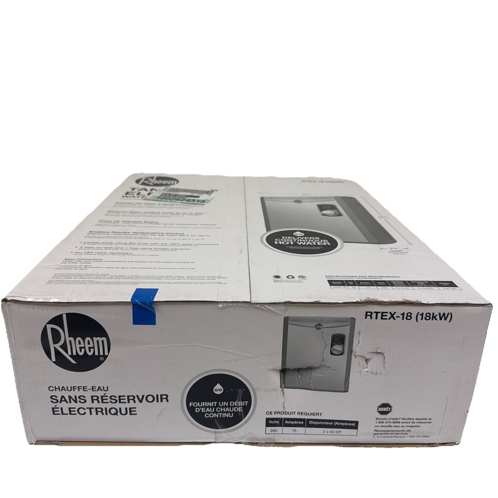 RHEEM RTEX-18 PROFFESIONAL Tankless Instant Electric Water Heater 240VAC, 18Kw