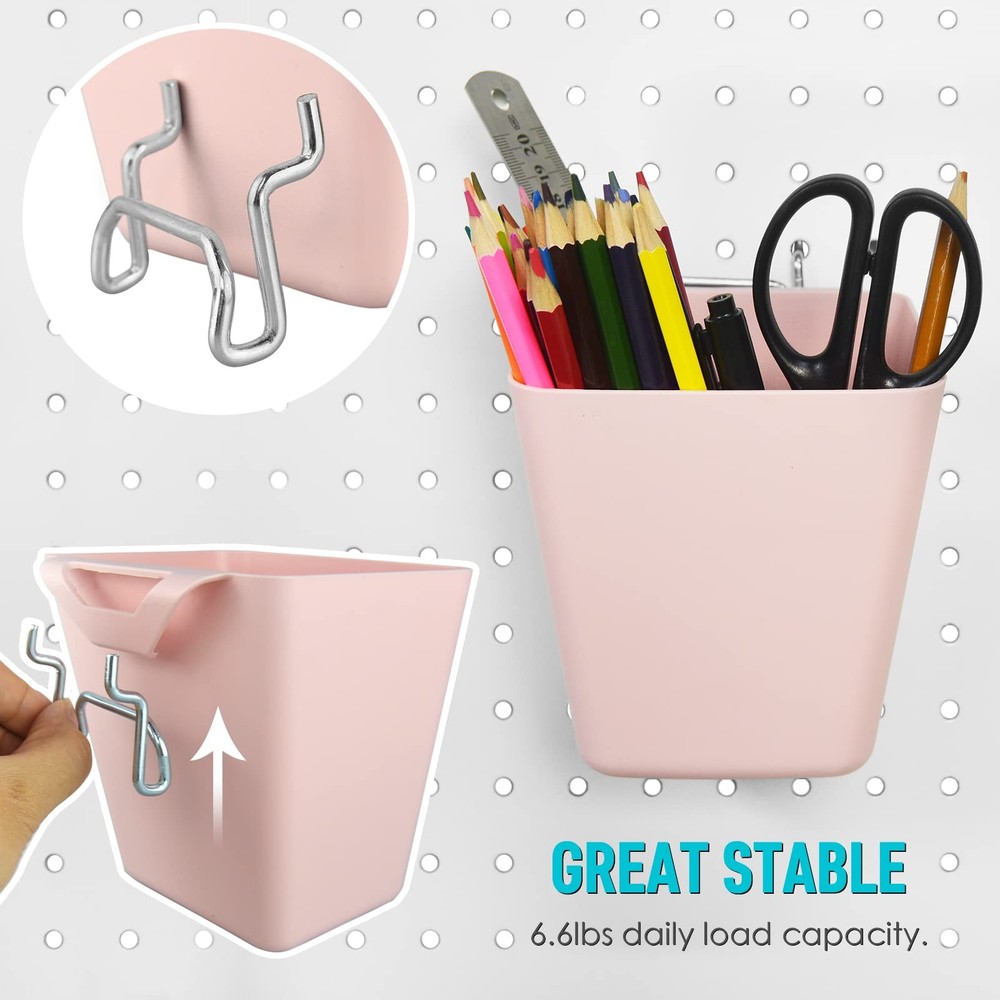 G.CORE Peg Board Organizer 21 Pack, Pegboard Multi-size, White & Pink