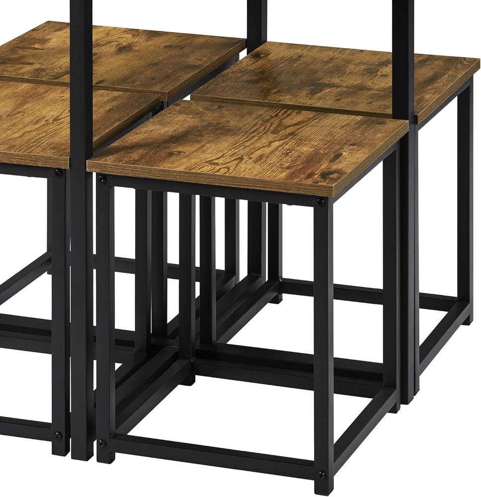 Industrial Dining Table Set for 4 Compact Kitchen Table and 4 Stools Space Savin