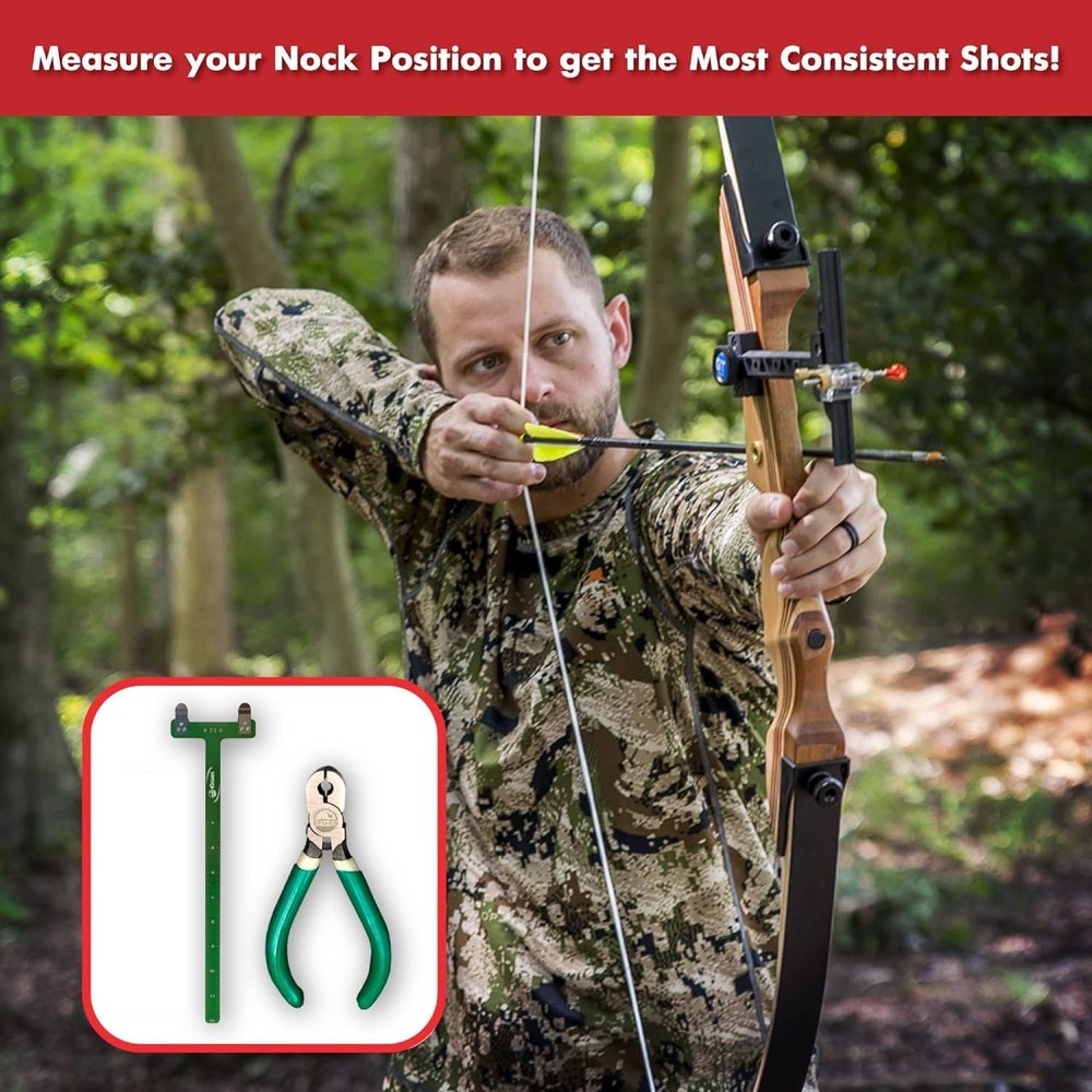 Archery Bow String Nocking Points Set – T Square Ruler, Nock Pliers with 6 Br...