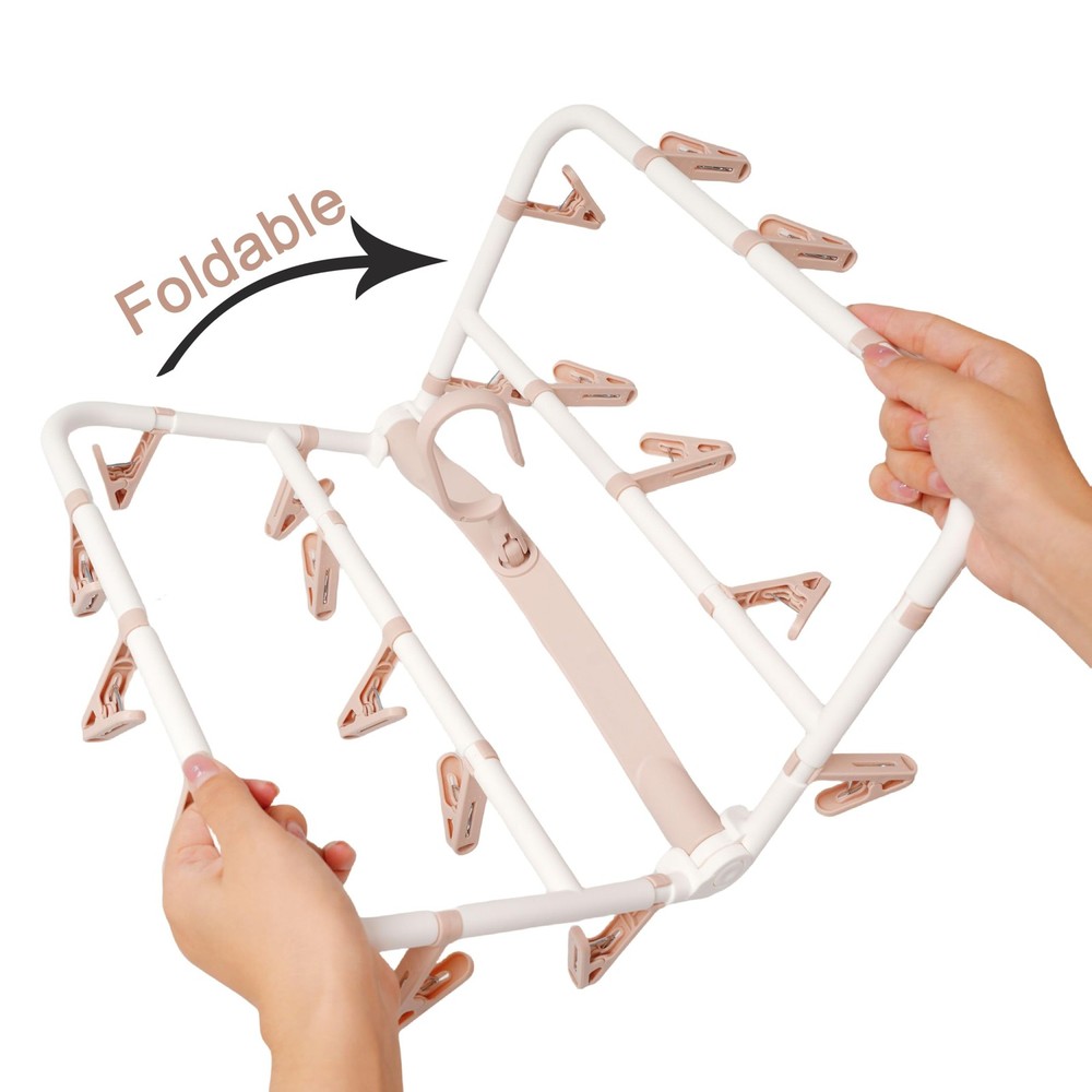 Clothes Drying Racks Foldable Clip Hangers Drip Hanger Plastic with 20 Drying...
