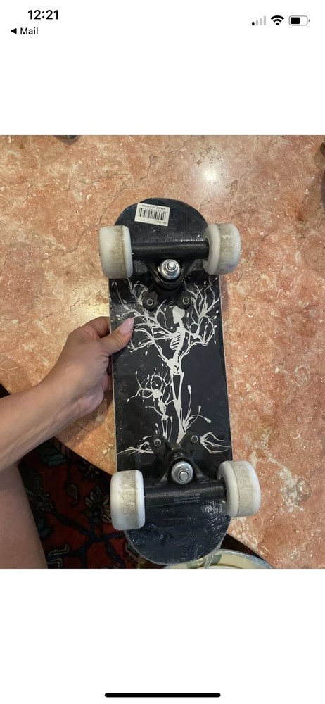 Mini Skateboard 17" × 5" Black And White
