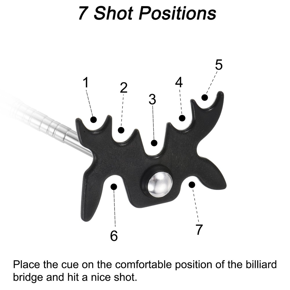 Billiard Stick Bridge Stick, Silicone Handle with Plastic Bridge Head, Black