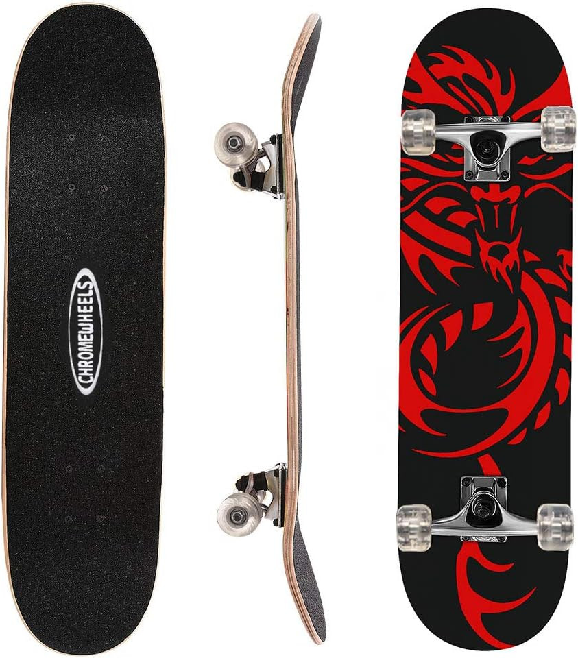 31 Inch Skateboard Double Kick Skate Board Cruiser Longboard 8 Layer Maple Deck