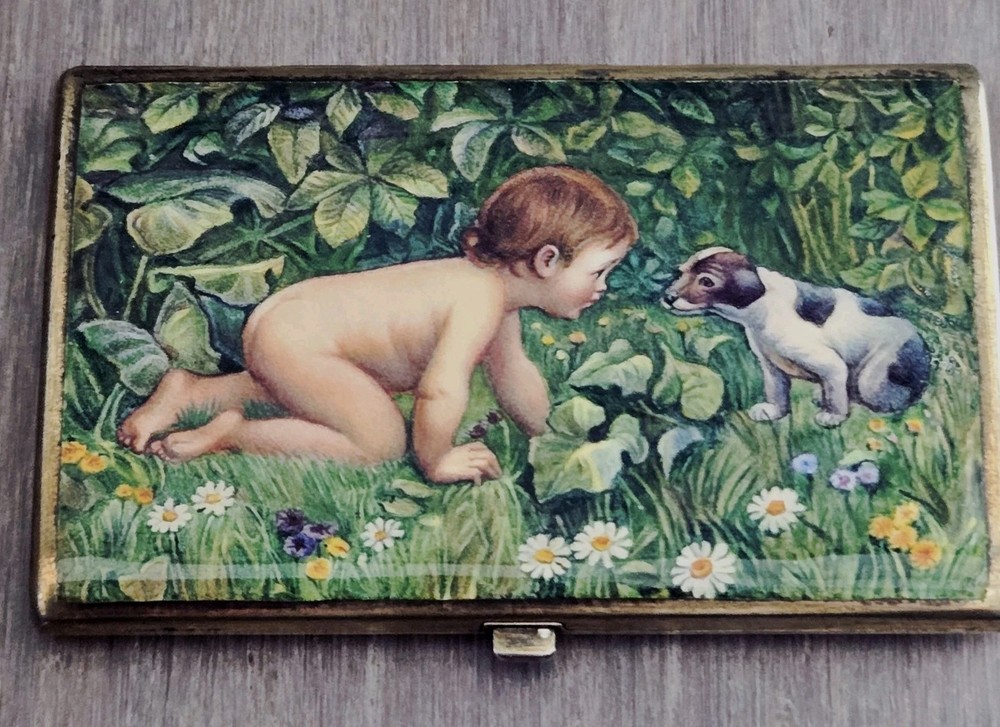 Antique Figural Silver Enamel Continental Cigarette Box Case