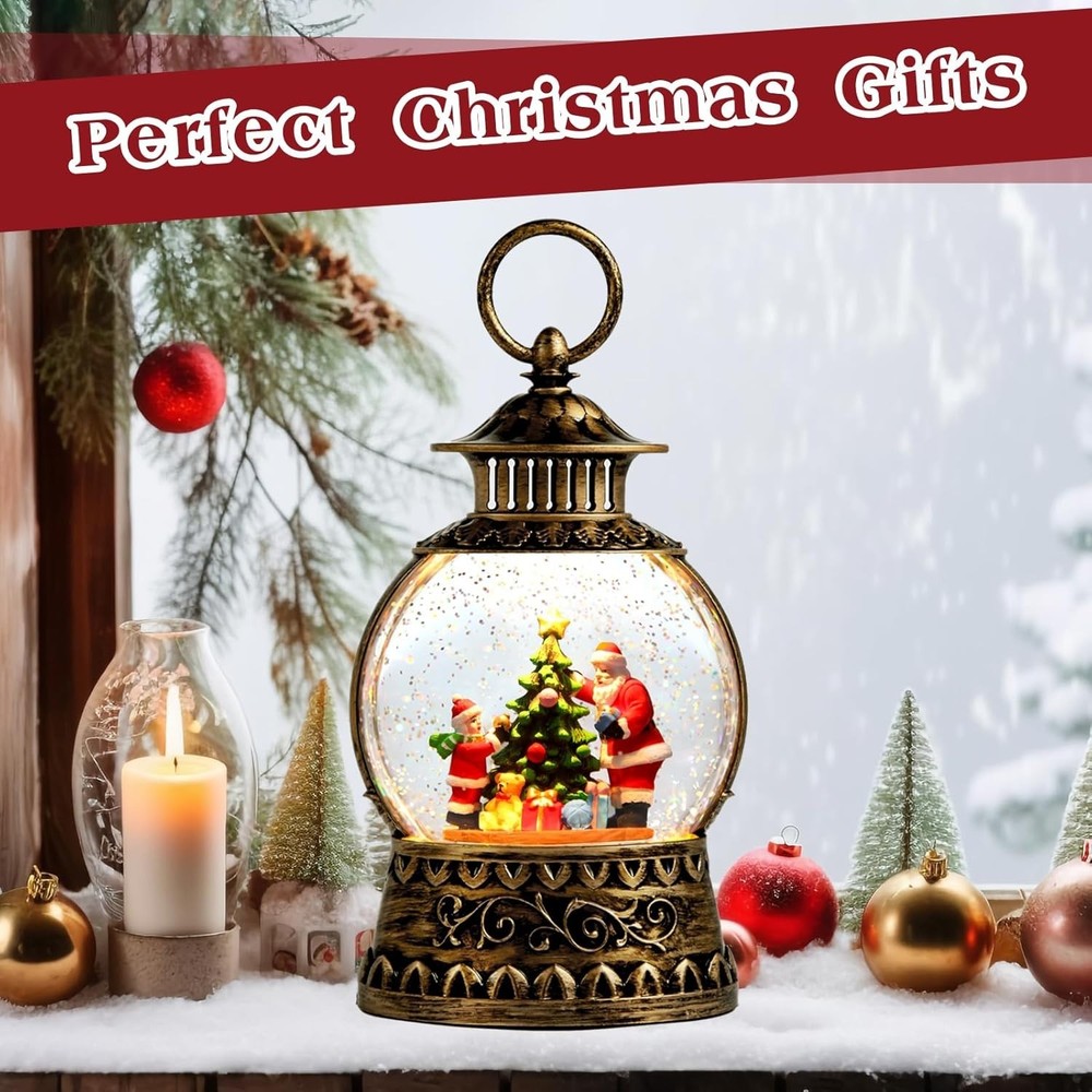 Beautifully Crafted Santa Claus Snow Globe with Soft Light & Timer Functionality