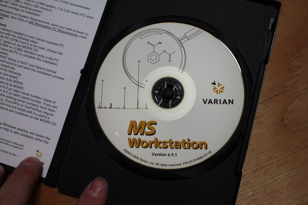 Varian MS Workstation 6.9.1 Gas Chromatography Mass Spectrometer GCMS Software