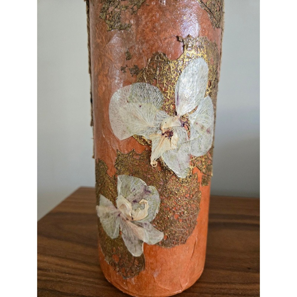 Handmade Papier Mache Applique Collage Decorative Bottle