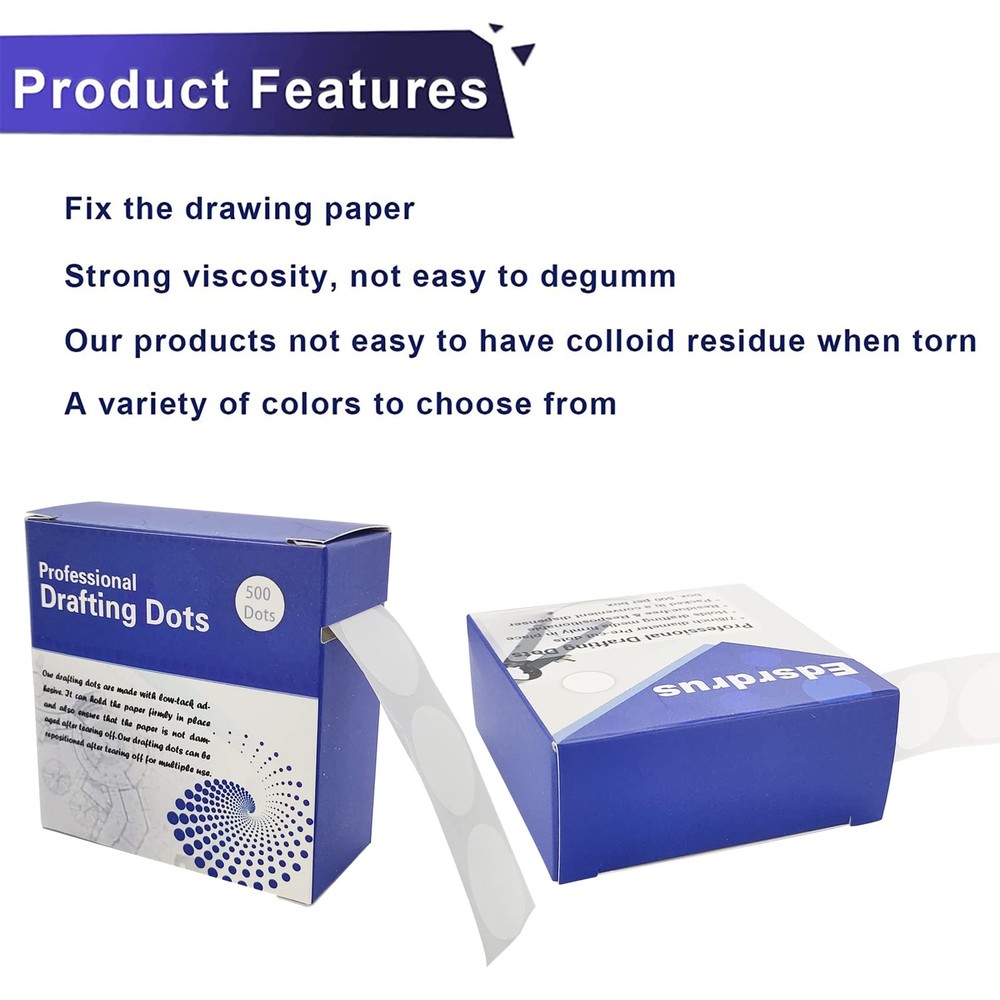 EDSRDRUS Professional Blank Drafting Dots 7/8” Diameter, 1 pack, White(blank)