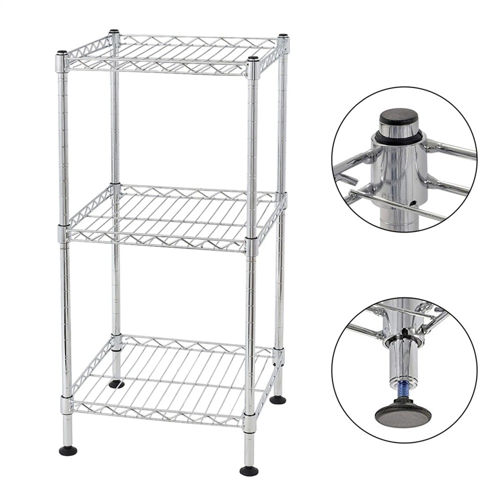 Black 3-Tier Black Wire Shelving Tower