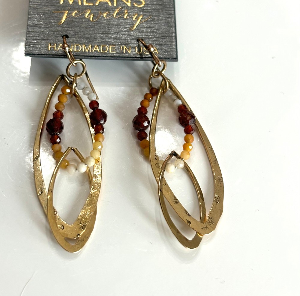 Flames Earrings-Hessonite, Garnet, and Jade