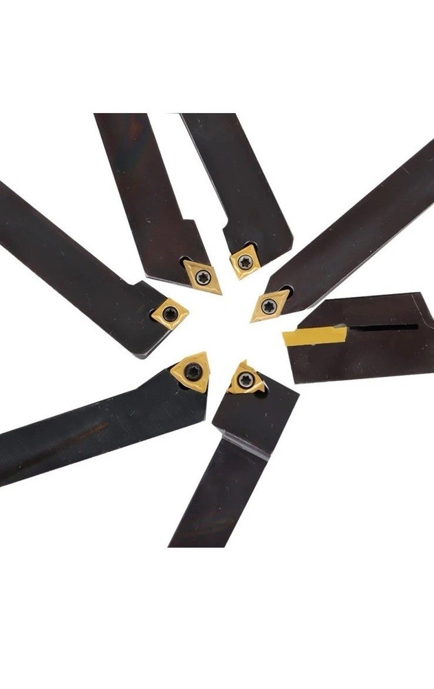 7PC Carbide Indexable Turning Tool 1/2" LatheTool Bit SetThread InsertHolder NEW