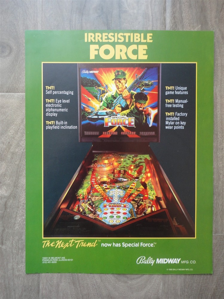 Special Force Pinball Machine Flyer / Bally Original Brochure