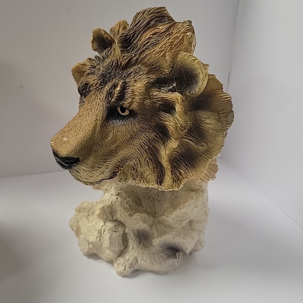 Clay Ceramic Lion Head Book Ends - 6.25" Tall