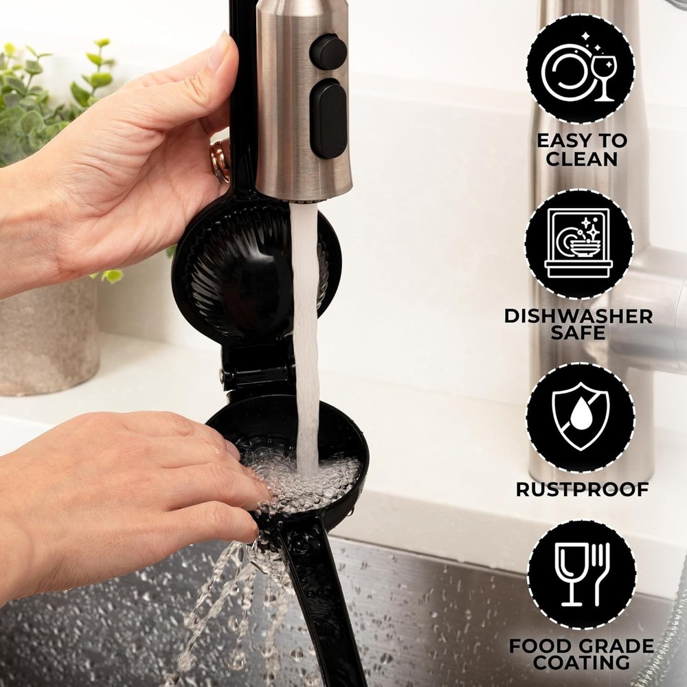 Compact Portable Lemon and Lime Squeezer - Quality Kitchen Tool, Black