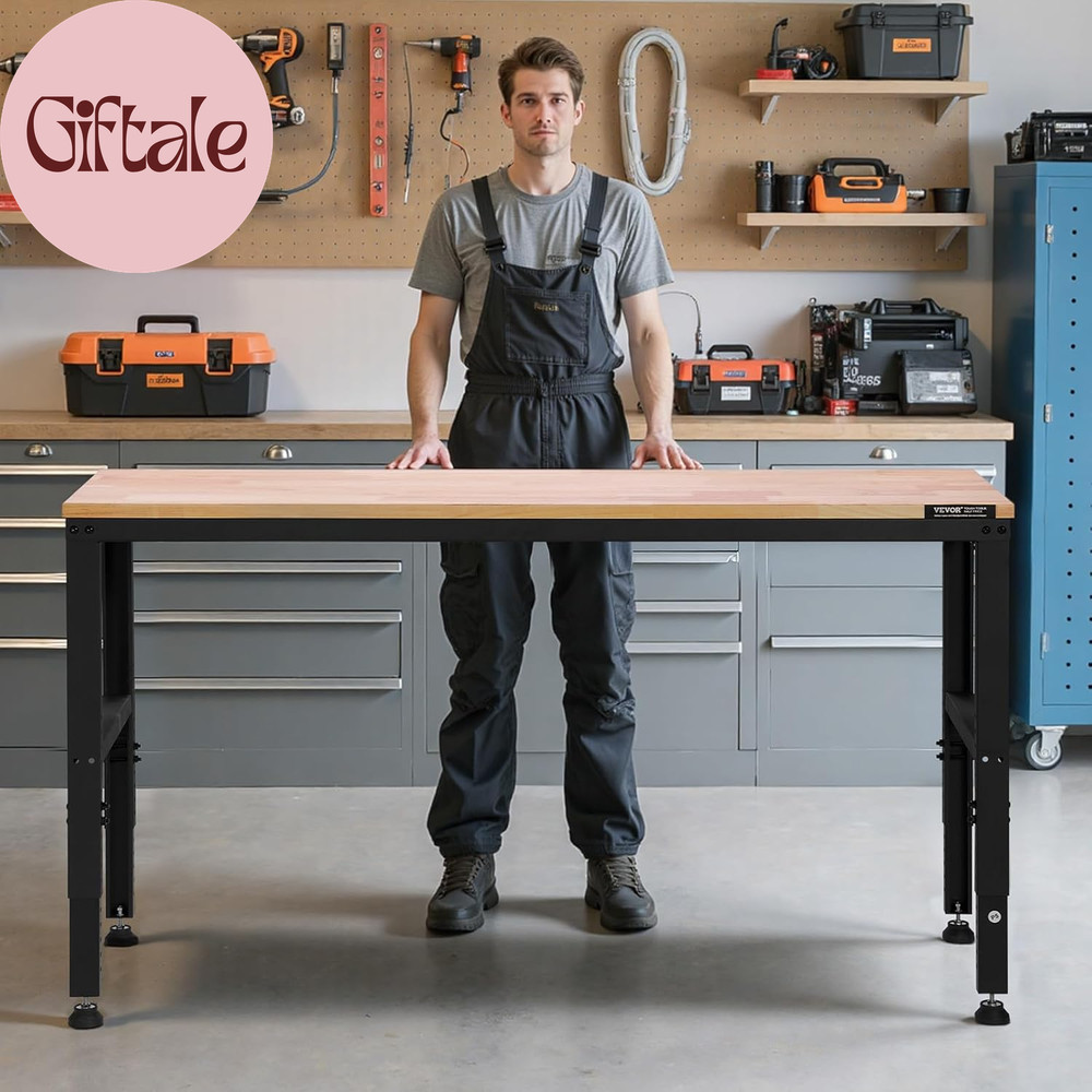 Adjustable Workbench, 2000 Lbs Capacity, 61 X 20-Inch Heavy Duty Work Bench with