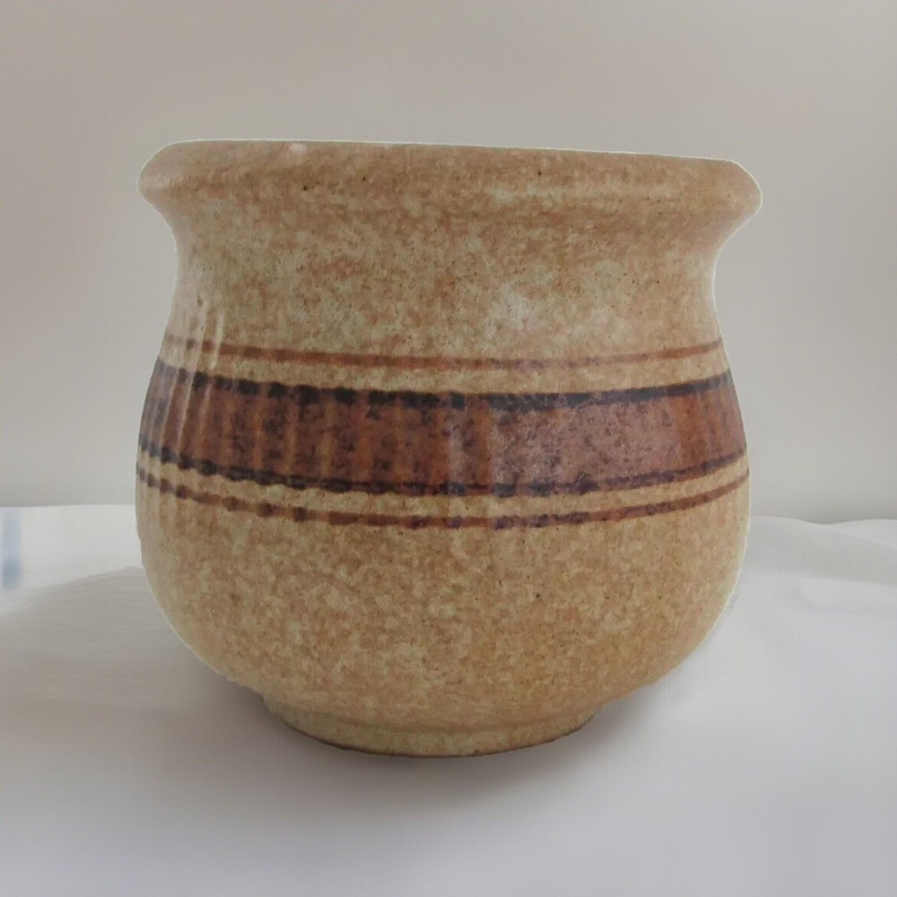 Handmade Tan & Brown 5”x 5" Ceramic Planter Never Used