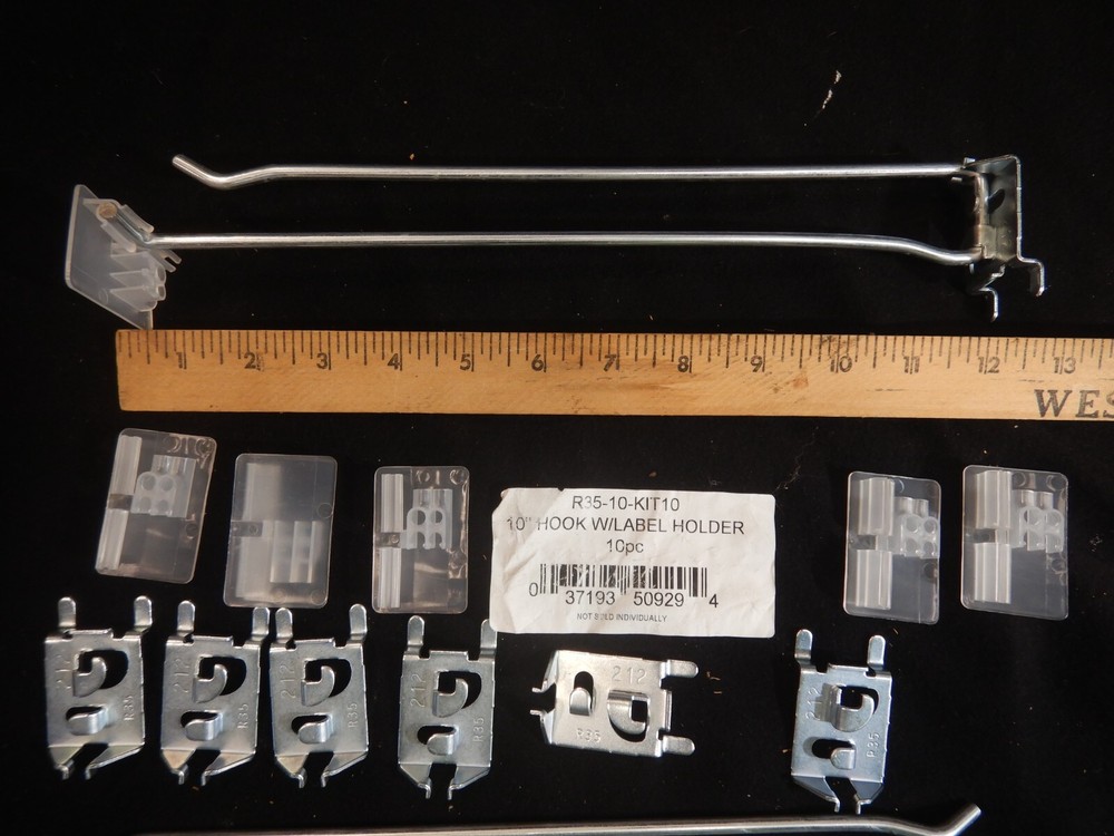50 Pack 10" Hook with Label Holder for Pegboard Retail Display Use