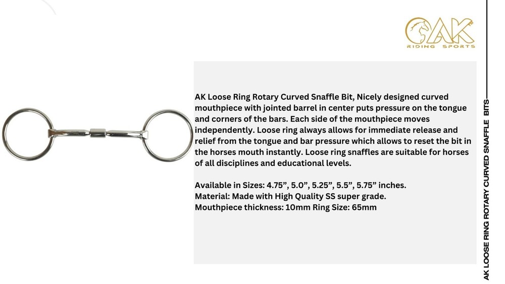 AK Loose Ring Rotary Curved Snaffle Horse Riding Bits
