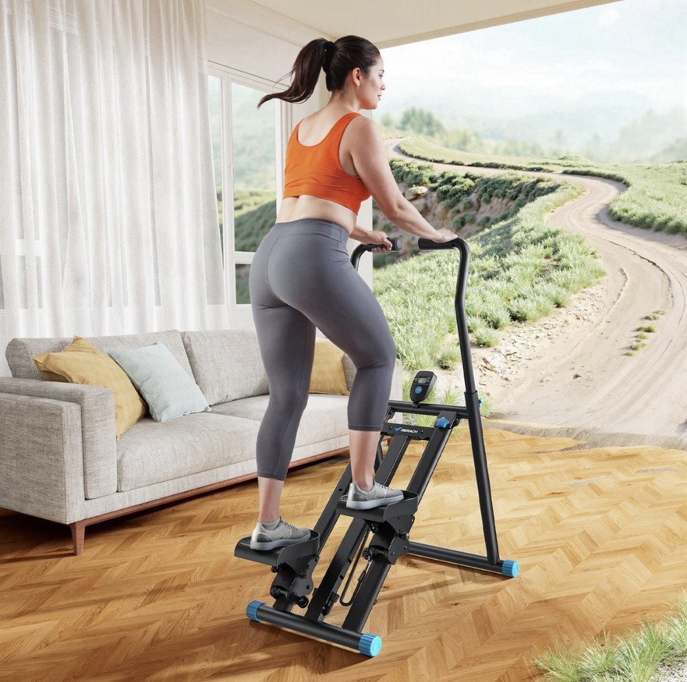 MERACH Foldable Stair Stepper with 3 Level Resistance Black