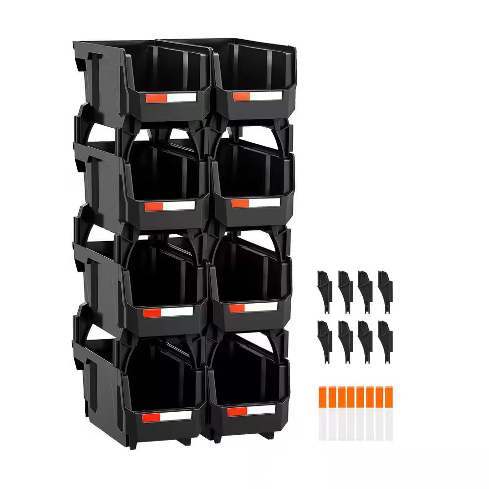 Plastic Stackable Storage Bins, 10.9 X 5.5 X 5.1 In. (8 Pack), 6 Lbs., Container