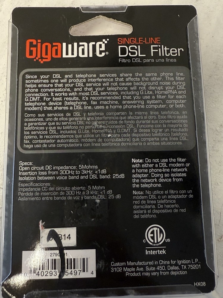 Gigaware Single-Line DSL Filter Set of 1
