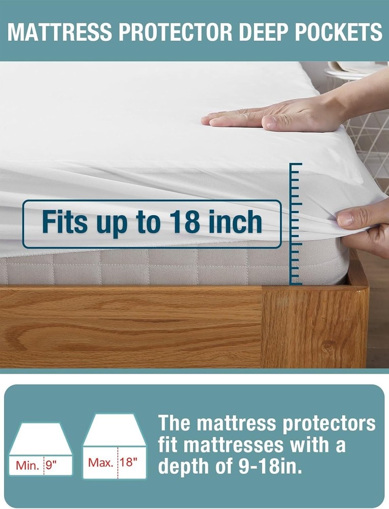 Queen Waterproof Mattress Protector,Pee and Liquid Proof Cover for Pets, Elde...
