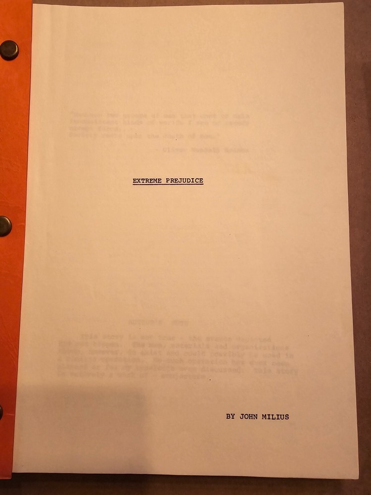 Extreme Prejudice Original Film Script 1987 - John Milius