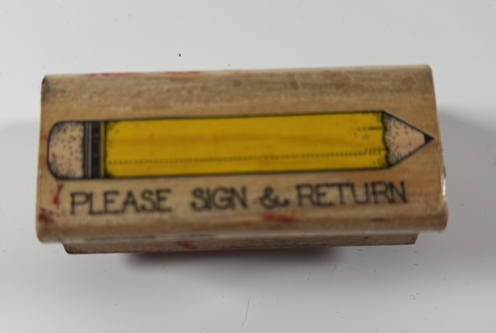 Please Sign & Return Rubber Stamp 1985 Hero Arts