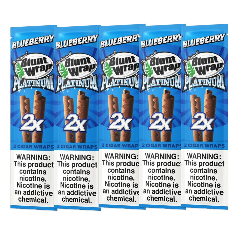 Double Platinum Wraps - Blueberry Flavor Wraps - 5 Pouches (2 Per Pack)