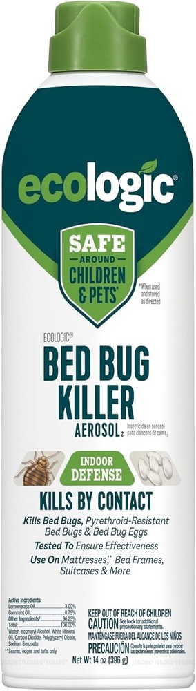 Ecologic Bed Bug Killer Aerosol Spray, 14oz, Kills Bed Bugs & Eggs, for Mattress
