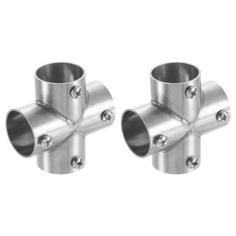2 Pcs 4-Way Cross Pipe Fitting Connector Fit 1" OD Pipe