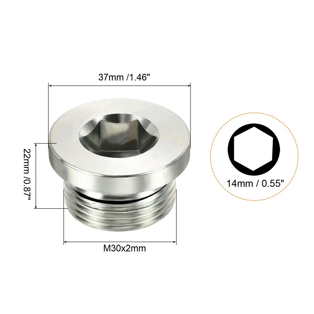 M30*2 Hex Head Pipe Fitting Plug, Male Thread 45# Steel Plug