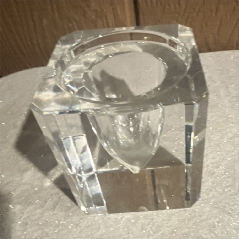 Clear Glass Cube Candle Holder Decorative Glossy Finish