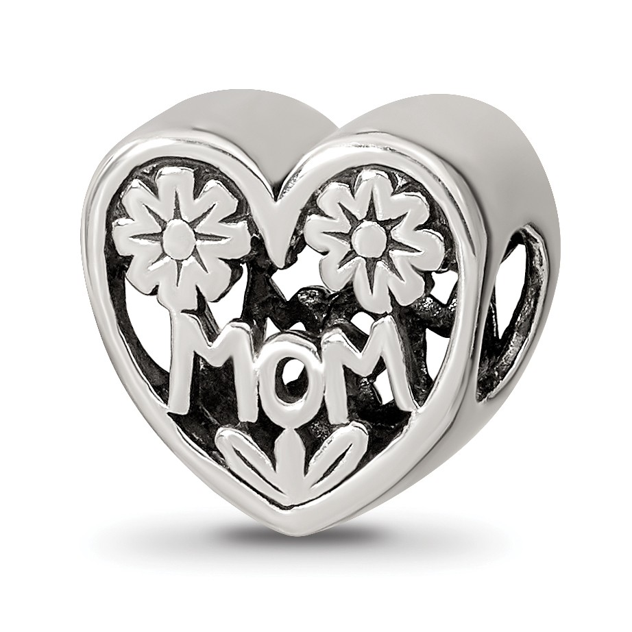 Silver Reflections Mom Heart Bead QRS2450