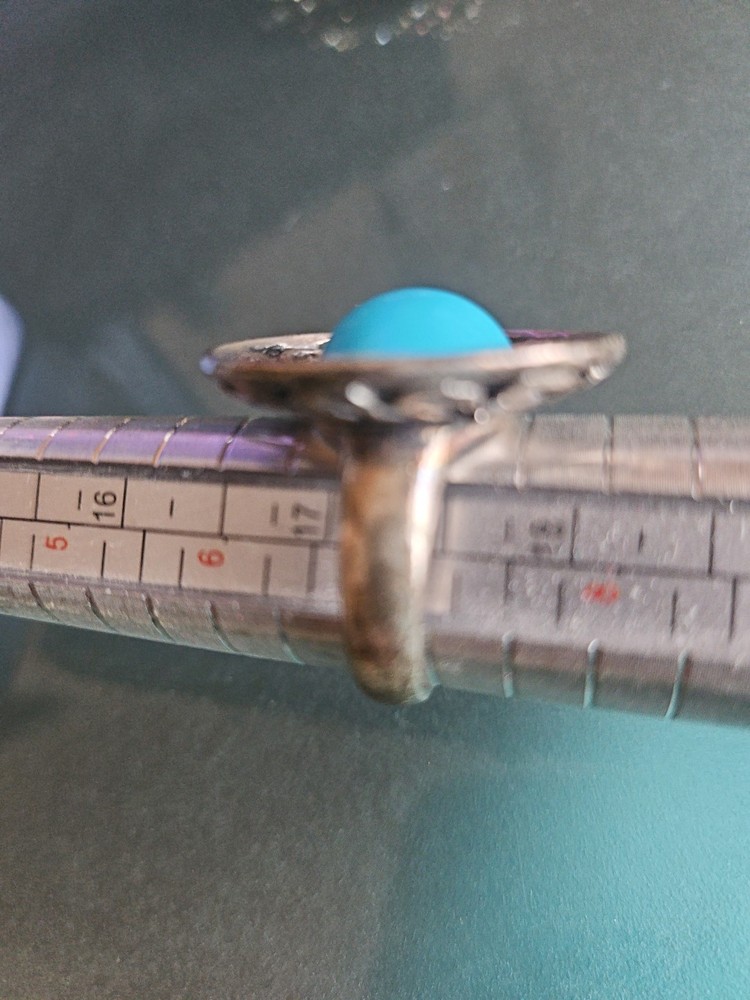 Silver Blue Turquoise Ring Size 7