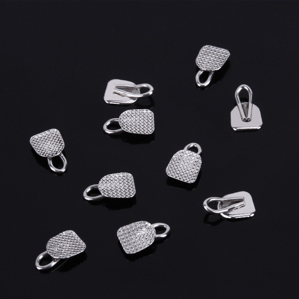 10pcs Orthodontic Lingual Buttons With Traction Hook Dental Rectangular AZDENT