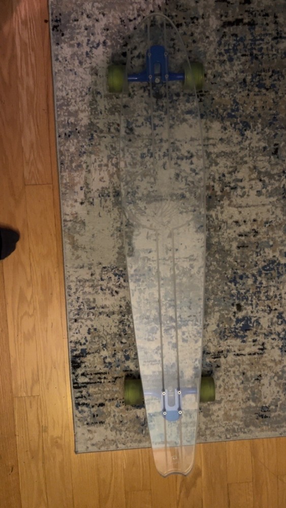 Ghost Longboard - 40" Clear w/ light up wheels - Skull Hand Design