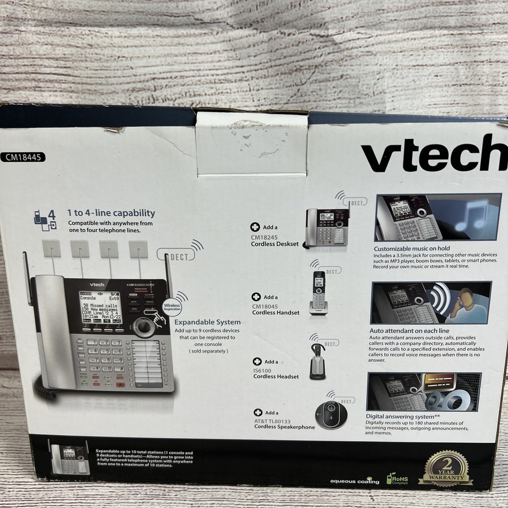 VTech CM18445 4-Line Small Business System Main Console with Answering System