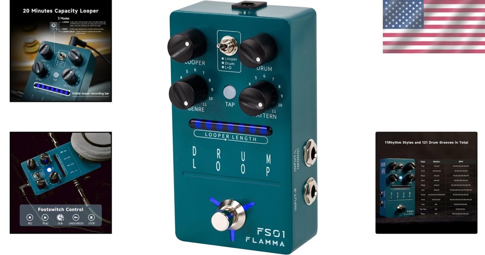 Guitar Phrase Loop Pedal - 20 Min Looper - 121 Rhythms