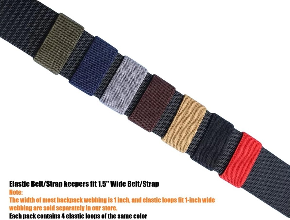 4 Elastic Strap Keepers Black for Tactical Belts Backpacks Holders