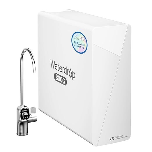 Waterdrop X8-Basic Reverse Osmosis System, 800 GPD Tankless, 9-Stage Filtration
