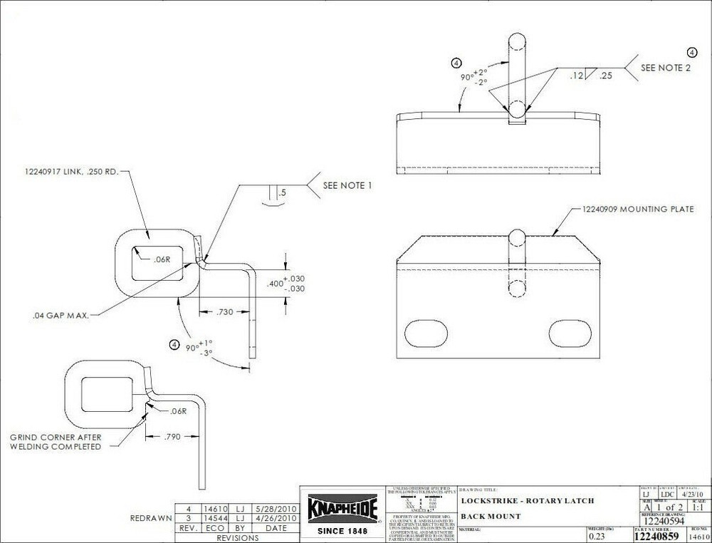 Knapheide 12240859, Lock Strike for Rotary Latches