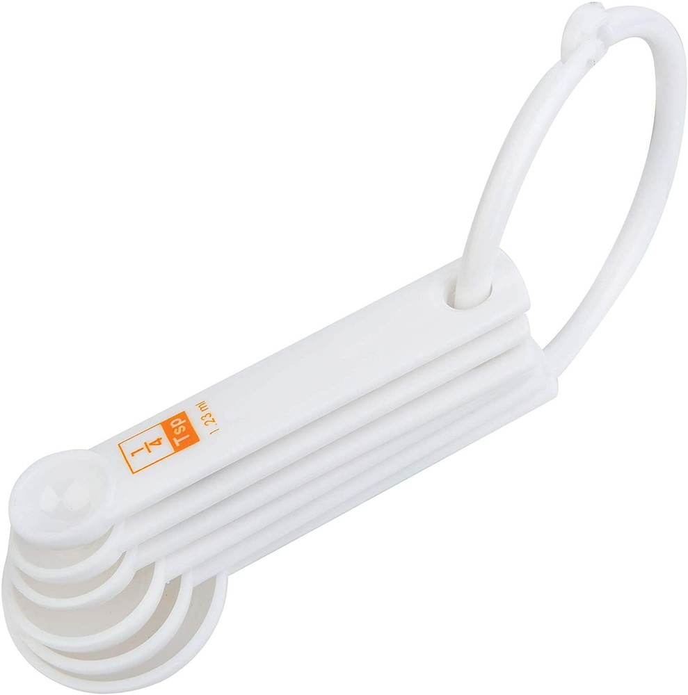 FOX RUN 6 Piece Plastic Measuring Spoons Set - White